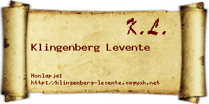 Klingenberg Levente névjegykártya